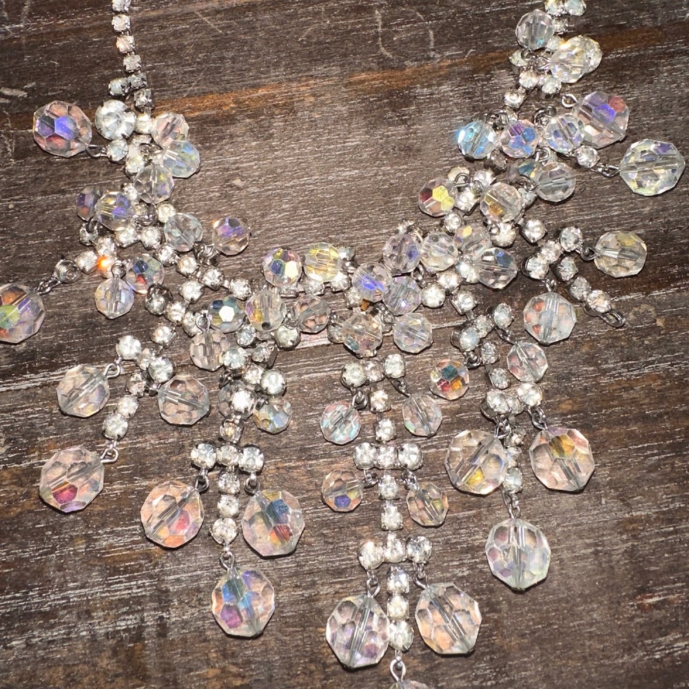 Vtg Aurora borealis necklace chandelier style 115 grams